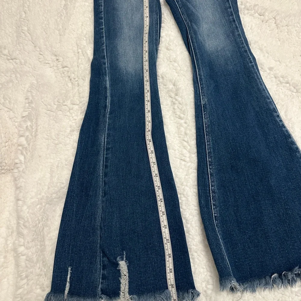 KanCan Flare High Rise Ripped Button Fly Jean - Picture 14 of 16